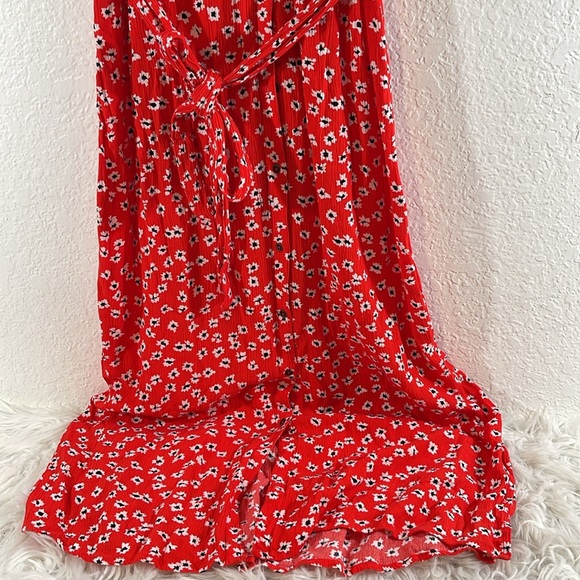 BILLABONG Little Flirt Havana Red Maxi Dress Size S Red Floral Button-Up Dress - Picture 4 of 8